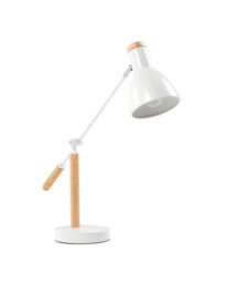 Beliani Table Lamp White Metal 50Cm - Crane Arm Adjustable Shade, Ash Wood Accent - thumbnail 3