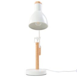 Beliani Table Lamp White Metal 50Cm - Crane Arm Adjustable Shade, Ash Wood Accent - thumbnail 2