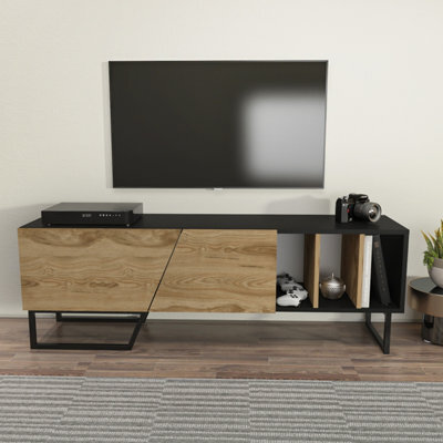Decorotika Linossa Tv Stand Tv Unit For Tvs Up To 60 Inch Black And Oak - image 1