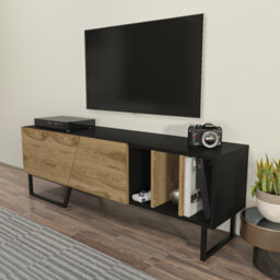 Decorotika Linossa Tv Stand Tv Unit For Tvs Up To 60 Inch Black And Oak - thumbnail 5