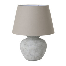 Wholesome Home Stone Base Lamp, Neutral Table, Bedside With Beige Linen Shade