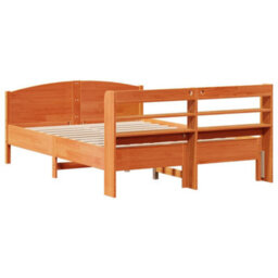 Berkfield Bed Frame Without Mattress Wax Brown 120X190 Cm Small Double Solid Wood Pine - thumbnail 6