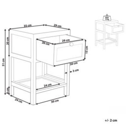 Beliani Paulownia Bedside Table With Rattan Front, 1 Drawer And Lower Shelf, Brown, Compact (W35 X D29 X H51Cm) - thumbnail 5