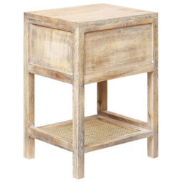 Beliani Paulownia Bedside Table With Rattan Front, 1 Drawer And Lower Shelf, Brown, Compact (W35 X D29 X H51Cm) - thumbnail 6