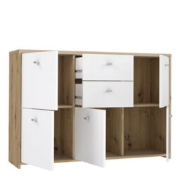 Furniture To Go Best Chest Storage Cabinet With 2 Drawers And 5 Doors In Artisan Oak/white - thumbnail 6