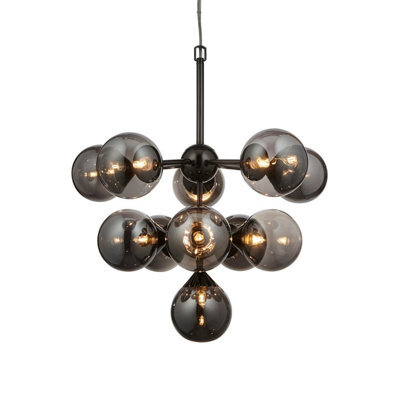 Luminosa Lighting Luminosa Oscar 11 Light Multi Arm Glass Shade Ceiling Pendant Black Chrome - image 1