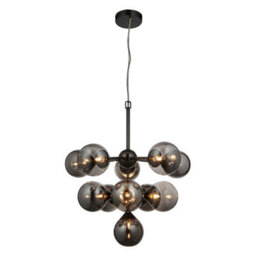 Luminosa Lighting Luminosa Oscar 11 Light Multi Arm Glass Shade Ceiling Pendant Black Chrome - thumbnail 7