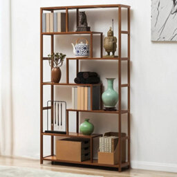 Large Wooden Bookcase Room Divider Tall Storage Shelf - thumbnail 4