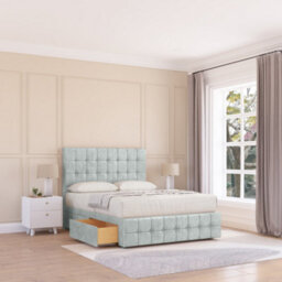 "Sloomy 5Ft Berlin Naples Silver Bed Set With 2 Drawers & Footboard, Mattress & 54"" Headboard - King"