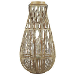 Beliani Lantern Light Bamboo Glass Candle Holder Scandinavian-Boho 77 Cm - thumbnail 5
