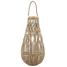 Beliani Lantern Light Bamboo Glass Candle Holder Scandinavian-Boho 77 Cm - thumbnail 4