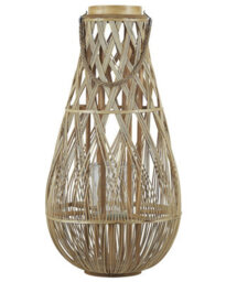 Beliani Lantern Light Bamboo Glass Candle Holder Scandinavian-Boho 77 Cm - thumbnail 1
