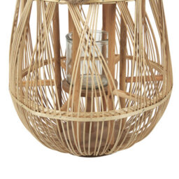 Beliani Lantern Light Bamboo Glass Candle Holder Scandinavian-Boho 77 Cm - thumbnail 7