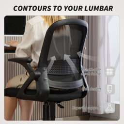 Homcom Ergonomic Swivel Computer Chair With Flip-Up Armrests, Black - thumbnail 4