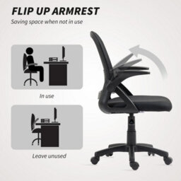 Homcom Ergonomic Swivel Computer Chair With Flip-Up Armrests, Black - thumbnail 7