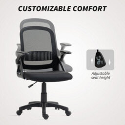 Homcom Ergonomic Swivel Computer Chair With Flip-Up Armrests, Black - thumbnail 6