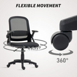 Homcom Ergonomic Swivel Computer Chair With Flip-Up Armrests, Black - thumbnail 8