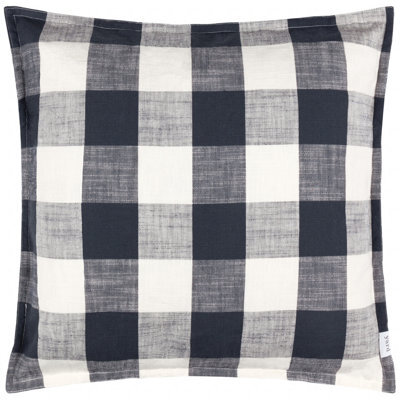 Yard Chesil Check 100% Cotton Navy Outdoor Cushion Cover - image 1