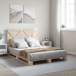 Berkfield Bed Frame Without Mattress With Headboard 140X200 Cm Solid Wood - thumbnail 1