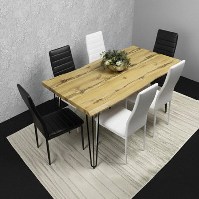 Kosy Koala Modern Dining Table Set With 6 Mix Faux Leather Chairs Dining Room Furniture - image 1