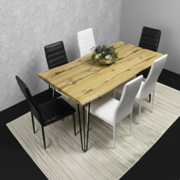 Kosy Koala Modern Dining Table Set With 6 Mix Faux Leather Chairs Dining Room Furniture - thumbnail 1