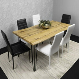 Kosy Koala Modern Dining Table Set With 6 Mix Faux Leather Chairs Dining Room Furniture - thumbnail 2