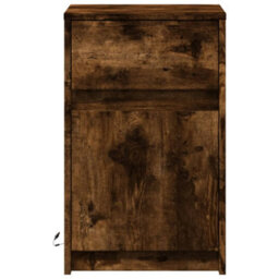 Berkfield Bedside Cabinet With Led Lights Smoked Oak Engineered Wood - thumbnail 6