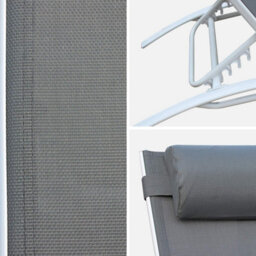 Sweeek. Pair Of Aluminium And Textilene Sun Loungers 4 Reclining Positions Louisa White 167X64X82 Cm - thumbnail 5