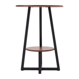 Walnut Wood Effect Small Round Sofa Side End Table Coffee Tea Table 2 Tier Shelf - thumbnail 3