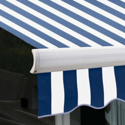 Primrose Awnings 3.0M X 2.5M Retractable Manual Full Cassette Blue & White Awning Outdoor Patio Canopy - thumbnail 6