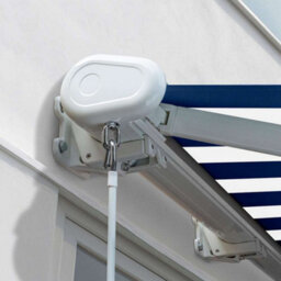 Primrose Awnings 3.0M X 2.5M Retractable Manual Full Cassette Blue & White Awning Outdoor Patio Canopy - thumbnail 4