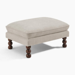 Furniturebox Uk Monroe Beige Chenille Fabric Footstool - thumbnail 3