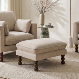 Furniturebox Uk Monroe Beige Chenille Fabric Footstool - thumbnail 1