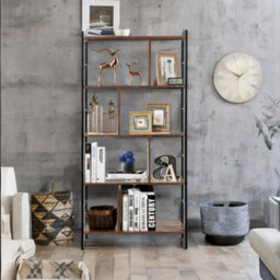 Rafaelo Mobilia 154Cm Tall 5 Tier Bookcase With Metal Frame - thumbnail 4