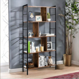 Rafaelo Mobilia 154Cm Tall 5 Tier Bookcase With Metal Frame - thumbnail 1
