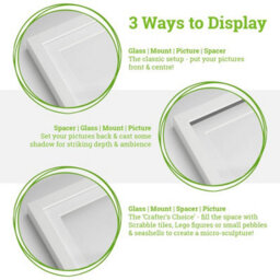 "Nicola Spring 4 X 4"" Photo Frame - White/black Mount - 3D Photo Frame Picture Frame Box Portrait Display Case (12.5 X 12.5Cm)" - thumbnail 3