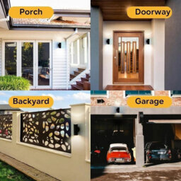 ATEK 4 Pack Black Outdoor Wall Lights, Stainless Steel Gu10 Base Up Down Exterior Wall Sconce, Ip44 Rated Security Outdoor Light - thumbnail 4