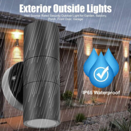 ATEK 4 Pack Black Outdoor Wall Lights, Stainless Steel Gu10 Base Up Down Exterior Wall Sconce, Ip44 Rated Security Outdoor Light - thumbnail 6