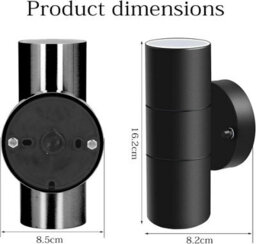 ATEK 4 Pack Black Outdoor Wall Lights, Stainless Steel Gu10 Base Up Down Exterior Wall Sconce, Ip44 Rated Security Outdoor Light - thumbnail 2