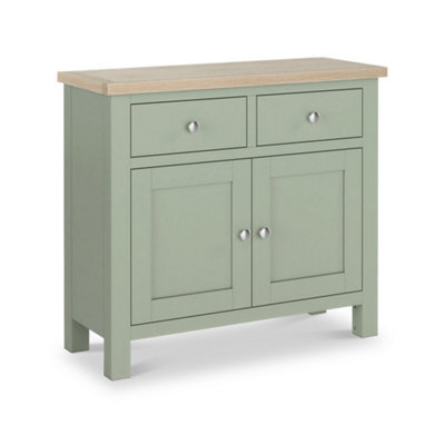 Farro Sage Small Sideboard With Washed Oak Top - Fully Assembled - By Roseland Furniture - image 1
