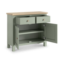 Farro Sage Small Sideboard With Washed Oak Top - Fully Assembled - By Roseland Furniture - thumbnail 6