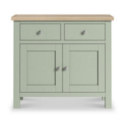 Farro Sage Small Sideboard With Washed Oak Top - Fully Assembled - By Roseland Furniture - thumbnail 2