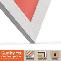 "AK Frames 25X17"" White Ash Modern Vinyl Record Frame With Poppy Red Mount For 12 Inch Lp Cover & Disc - Overlapped Design" - thumbnail 3