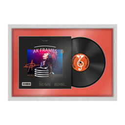 "AK Frames 25X17"" White Ash Modern Vinyl Record Frame With Poppy Red Mount For 12 Inch Lp Cover & Disc - Overlapped Design" - thumbnail 1