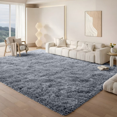 Aspire Homeware Non Slip Grey Shaggy Rug Soft Fluffy Washable, Living Area And Bedroom Rug, (L)200Cm X (W)140Cm