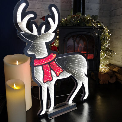 Samuel Alexander 60Cm Infinity Light Up Standing Christmas Reindeer Decoration With White & Red Leds On Metal Base - image 1