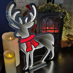 Samuel Alexander 60Cm Infinity Light Up Standing Christmas Reindeer Decoration With White & Red Leds On Metal Base - thumbnail 2