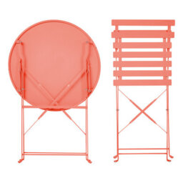 Wyld And Coco Novascape Coral Red 3 Piece Folding Metal Bistro Set For Outdoor Use - thumbnail 7