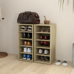 Berkfield Shoe Cabinets 2 Pcs Sonoma Oak 31.5X35X70 Cm Engineered Wood - thumbnail 3