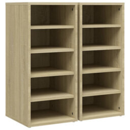 Berkfield Shoe Cabinets 2 Pcs Sonoma Oak 31.5X35X70 Cm Engineered Wood - thumbnail 2